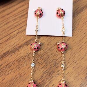 Kate Spade Pink and Gold Ladybug Earrings